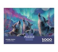 Rompecabezas De 1000 Piezas para Adultos Wolf Pack Howling at Moon-1 Rompecabezas para Adultos Análisis Práctico del Juego Y Lógica Interacción Entre Padres E Hijos 52x38cm/1000pcs