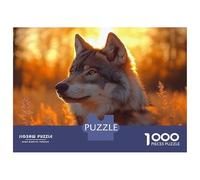Rompecabezas De 1000 Piezas para Adultos Wolf Portrait in Golden Light Rompecabezas para Adultos Juegos Relajantes Regalos para Mujeres Regalos para Reducir El Estrés 38x26cm/1000pcs