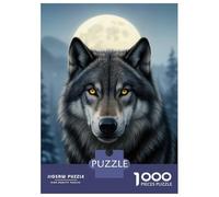 Rompecabezas De 1000 Piezas para Adultos Wolf Portrait Under Moonlight Rompecabezas para Adultos Juegos Relajantes Regalos para Mujeres Desafiantes para Completar 52x38cm/1000pcs