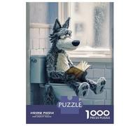 Rompecabezas De 1000 Piezas para Adultos Wolf Reading on A Toilet Rompecabezas para Adultos Juego De Ingenio para La Diversión Familiar Cumpleaños 52x38cm/1000pcs