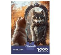 Rompecabezas De 1000 Piezas para Adultos Wolf Reflection Rompecabezas para Adultos Juegos Familiares Regalo De Cumpleaños Cumpleaños Y Navidad 38x26cm/1000pcs