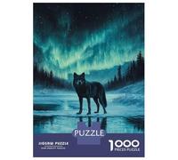 Rompecabezas De 1000 Piezas para Adultos Wolf Under Aurora Borealis Rompecabezas para Adultos Juguetes DIY Una Obra De Arte Regalo De Cumpleaños, Regalos, 70x50cm/1000pcs