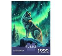 Rompecabezas De 1000 Piezas para Adultos Wolf Under The Northern Lights Rompecabezas para Adolescentes Juguetes Antiestrés Desafío Difícil Actividades Divertidas En Casa 38x26cm/1000pcs