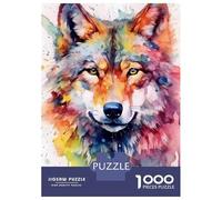 Rompecabezas De 1000 Piezas para Adultos Wolf Watercolor Rompecabezas para Adultos Juegos Familiares Desafío Difícil para Cumpleaños, Navidad 38x26cm/1000pcs