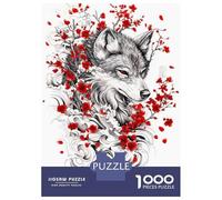 Rompecabezas De 1000 Piezas para Adultos Wolf with Cherry Blossoms Rompecabezas para Adultos Juegos Familiares Difícil Oferta Difícil como Regalo para Toda La Familia 70x50cm/1000pcs