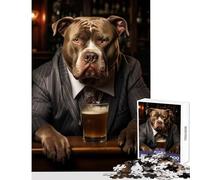 Rompecabezas de 1000 Piezas para Adultos XL Bulldog en el Bar Juguete Educativo Gran Regalo para Juegos para Juegos educativos para cumpleaños Navidad Tamaño 50x75cm