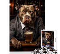 Rompecabezas de 1000 Piezas para Adultos XL diseño de Bulldog en el Bar Ideal como decoración de Pared Mujeres y Hombres Juegos relajantes Ideal para Reducir el estrés 38x26cm