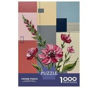 Rompecabezas De 1000 Piezas para Adultos Y Adolescentes Abstract Floral Painting with Geometric Background Rompecabezas Juego De Ingenio Difícil Regalos De Cumpleaños Y Únicos 70x50cm/1000pcs