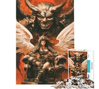 Rompecabezas de 1000 Piezas para Adultos y Adolescentes Ángel Demonio Samurái Juego Familiar para Adultos Decoración de Pared cumpleaños y Navidad (Tamaño 38x26cm)