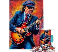 Rompecabezas de 1000 Piezas para Adultos y Adolescentes Angus Young Guitarrista Rompecabezas para Adultos Juego Familiar dificultad Alta (tamaño 38x52cm)