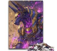 Rompecabezas de 1000 Piezas para Adultos y Adolescentes: Anubis, el Dios Egipcio, diversión Familiar con póster a Juego y Hoja de Trivia para Mayores de 14 años, 26x38cm