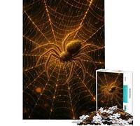 Rompecabezas de 1000 Piezas para Adultos y Adolescentes Araña Dorada en telaraña Rompecabezas para Adultos Juego práctico Regalos para Mujeres Regalos de cumpleaños (tamaño 38x26cm)