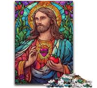 Rompecabezas de 1000 Piezas para Adultos y Adolescentes Arte de Jesús Ayuda a ejercitar el Cerebro Juguetes adictivos para Cultivar la Paciencia Decoración de Pared 26x38cm