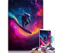 Rompecabezas de 1000 Piezas para Adultos y Adolescentes, Astronauta surfeando en el Espacio Ayuda a ejercitar el Cerebro Juguetes adictivos para Cultivar la Paciencia Decoración de Pared 38x26cm