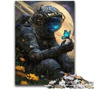 Rompecabezas de 1000 Piezas para Adultos y Adolescentes: Astronauta y Mariposa 14+ años Difícil de completar, Pero Divertido y Divertido Excelentes Regalos y Juguetes 38x26cm