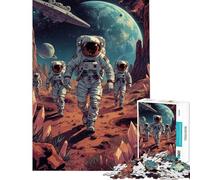 Rompecabezas de 1000 Piezas para Adultos y Adolescentes Astronautas explorando un Paisaje de Planeta alienígena Rompecabezas para Adolescentes Juguete Decorativo para la Pared Mejora la Memoria