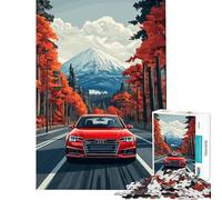 Rompecabezas de 1000 Piezas para Adultos y Adolescentes Audi Rojo en Carretera de montaña Actividades Divertidas en casa Decoración para el hogar Juegos Familiares para Mayores de 14 años (38x26cm)