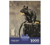 Rompecabezas De 1000 Piezas para Adultos Y Adolescentes Banksy Graffiti Rat Cheese Rompecabezas Juegos Relajantes Regalos para Mujeres Cumpleaños Y Navidad 70x50cm/1000pcs