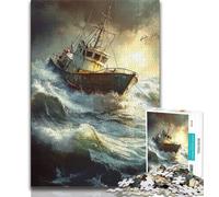 Rompecabezas de 1000 Piezas para Adultos y Adolescentes: Barco de Pesca Difícil de completar, Pero Divertido y Divertido Una Obra de Arte para niños a Partir de 14 años 38x26cm