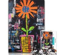 Rompecabezas de 1000 Piezas para Adultos y Adolescentes, Basquiat Flowers, Juguetes educativos de Aprendizaje, Juegos Familiares, Adecuado para decoración de Escritorio, 38x26cm