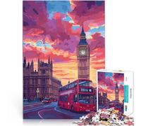 Rompecabezas de 1000 Piezas para Adultos y Adolescentes Big Ben al Atardecer en Londres Hecho de Papel，para Mayores de 14 años Juego desafiante Buen Regalo。tamaño：38x52cm/14.96x20.47pulgada