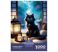 Rompecabezas De 1000 Piezas para Adultos Y Adolescentes Black Cat Sharing A Drink Rompecabezas para Adultos Juego Práctico Una Obra De Arte Difícil Y Desafiante 70x50cm/1000pcs
