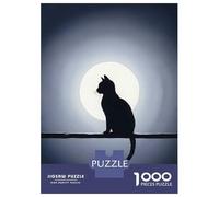 Rompecabezas De 1000 Piezas para Adultos Y Adolescentes Black Cat Silhouette Against Moon Rompecabezas para Adultos Juego De Ingenio Arte De Pared Regalos De Cumpleaños Y Únicos 38x26cm/1000pcs