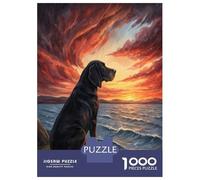 Rompecabezas De 1000 Piezas Para Adultos Y Adolescentes Black Dog Watching A Dramatic Sunset Rompecabezas Para Adultos Juegos Familiares Análisis Y Lógica Regalos De Cumpleaños Y Únicos 38x26cm/1000pc