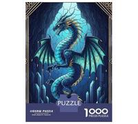 Rompecabezas De 1000 Piezas para Adultos Y Adolescentes Blue Dragon Stained Glass Illustration Rompecabezas para Adultos Juego Práctico Una Obra De Arte Difícil Y Desafiante 52x38cm/1000pcs