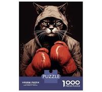Rompecabezas De 1000 Piezas para Adultos Y Adolescentes Boxing Cat with Gloves Rompecabezas Juegos Relajantes Regalos para Mujeres Cumpleaños Y Navidad 38x26cm/1000pcs
