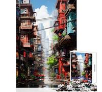 Rompecabezas de 1000 Piezas para Adultos y Adolescentes Buenos días Ciudad casa Juegos relajantes Regalos para Mujeres Juguetes de decoración para el hogar Cada Pieza es única (38x52cm)