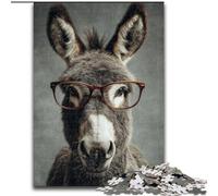 Rompecabezas de 1000 Piezas para Adultos y Adolescentes, Burro con Gafas, Ideal como Juego Educativo, Juguete de desafío, decoración única para el hogar y Regalos tamaño 26x38cm