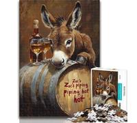 Rompecabezas de 1000 Piezas para Adultos y Adolescentes: Burro en un Barril de Vino Rompecabezas de 1000 Piezas,Juegos educativos,decoración del hogar,Adecuado para decoración de Escritorio,26x38cm