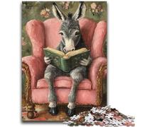Rompecabezas de 1000 Piezas para Adultos y Adolescentes Burro Leyendo para Mayores de 14 años Juego Imposible Regalo de cumpleaños y Navidad 26x38cm