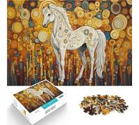 Rompecabezas de 1000 Piezas para Adultos y Adolescentes Caballo Blanco Estilo Gustav Hecho de cartón para Mayores de 14 años Mejorar la Memoria Regalos para Amigos y Familiares tamaño:38x52cm