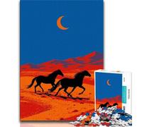 Rompecabezas de 1000 Piezas para Adultos y Adolescentes, Caballos en el Desierto, Ideal para aliviar el estrés, Pasar el rato y entretenerse Entre Padres e Hijos (tamaño 38x26cm)