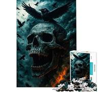 Rompecabezas de 1000 Piezas para Adultos y Adolescentes Calavera Cuervo y Fuego Ayuda a ejercitar el Cerebro Regalos para Mujeres Juego de ingenio para Mayores de 14 años (50x75cm)
