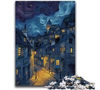 Rompecabezas de 1000 Piezas para Adultos y Adolescentes: Calle bajo el Cielo Nocturno, Juego Educativo Familiar con Piezas aleatorias Que se entrelazan, 50x75cm
