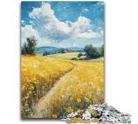 Rompecabezas de 1000 Piezas para Adultos y Adolescentes, Campos de arroz Dorado para Mayores de 14 años, Juego Intelectual, Regalo de cumpleaños y Navidad, 26x38cm