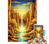 Rompecabezas de 1000 Piezas para Adultos y Adolescentes Cañón Cascada Dorada Juguete para decoración de Pared Divertido y Original para cumpleaños (tamaño 38x26cm)
