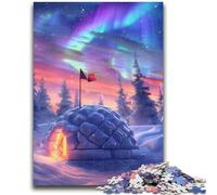 Rompecabezas de 1000 Piezas para Adultos y Adolescentes: Castillos de Hielo bajo la Aurora Boreal 1000 Piezas para Adolescentes Juego de Preguntas Toda la Familia (75x50cm)