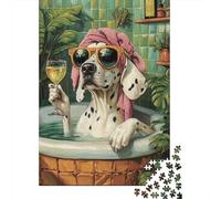 Rompecabezas De 1000 Piezas para Adultos Y Adolescentes Chill Dalmatian with Wine Rompecabezas para Adultos Juegos Relajantes Arte De Pared Difícil Y Desafiante 70x50cm/1000pcs