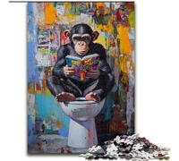 Rompecabezas de 1000 Piezas para Adultos y Adolescentes: Chimpancé en el baño, Juego de Preguntas, decoración de Pared, cumpleaños y Navidad, 50x75cm