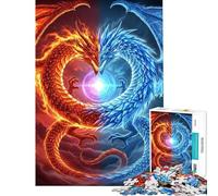 Rompecabezas de 1000 Piezas para Adultos y Adolescentes Choque Eterno de Dragones de Fuego y Hielo Rompecabezas para Adultos Juegos relajantes Corte de precisión (tamaño 50x75cm)