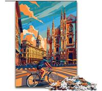 Rompecabezas de 1000 Piezas para Adultos y Adolescentes: Ciclismo en Milán Juguete Educativo antiestrés Regalos para Amigos y Familiares (38x26cm) 1000 Piezas