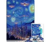 Rompecabezas de 1000 Piezas para Adultos y Adolescentes Ciudad bajo el Cielo Nocturno 1000 Piezas para Adultos, Regalo de cumpleaños, decoración de Pared para Mayores de 14 años (tamaño 38x26cm)