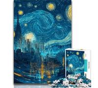 Rompecabezas de 1000 Piezas para Adultos y Adolescentes Ciudad bajo el Cielo Nocturno 1000 Piezas para Adultos Juguete Educativo para aliviar el estrés Regalo para Amigos y Familiares 75x50cm