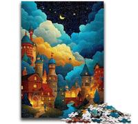 Rompecabezas de 1000 Piezas para Adultos y Adolescentes, Ciudad bajo el Cielo Nocturno, Ideal para Noches de Juegos, Juguete Colorido para Regalar en casa (75x50cm)