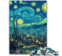 Rompecabezas de 1000 Piezas para Adultos y Adolescentes, Ciudad bajo el Cielo Nocturno, para Mayores de 14 años, Juguetes antiestrés, Regalo de cumpleaños de Navidad, 26x38cm