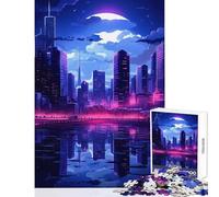 Rompecabezas de 1000 Piezas para Adultos y Adolescentes Ciudad futurista Noche de Luna Juegos relajantes Regalos para Mujeres decoración del hogar Juguetes Cada Pieza es única (50x75cm)